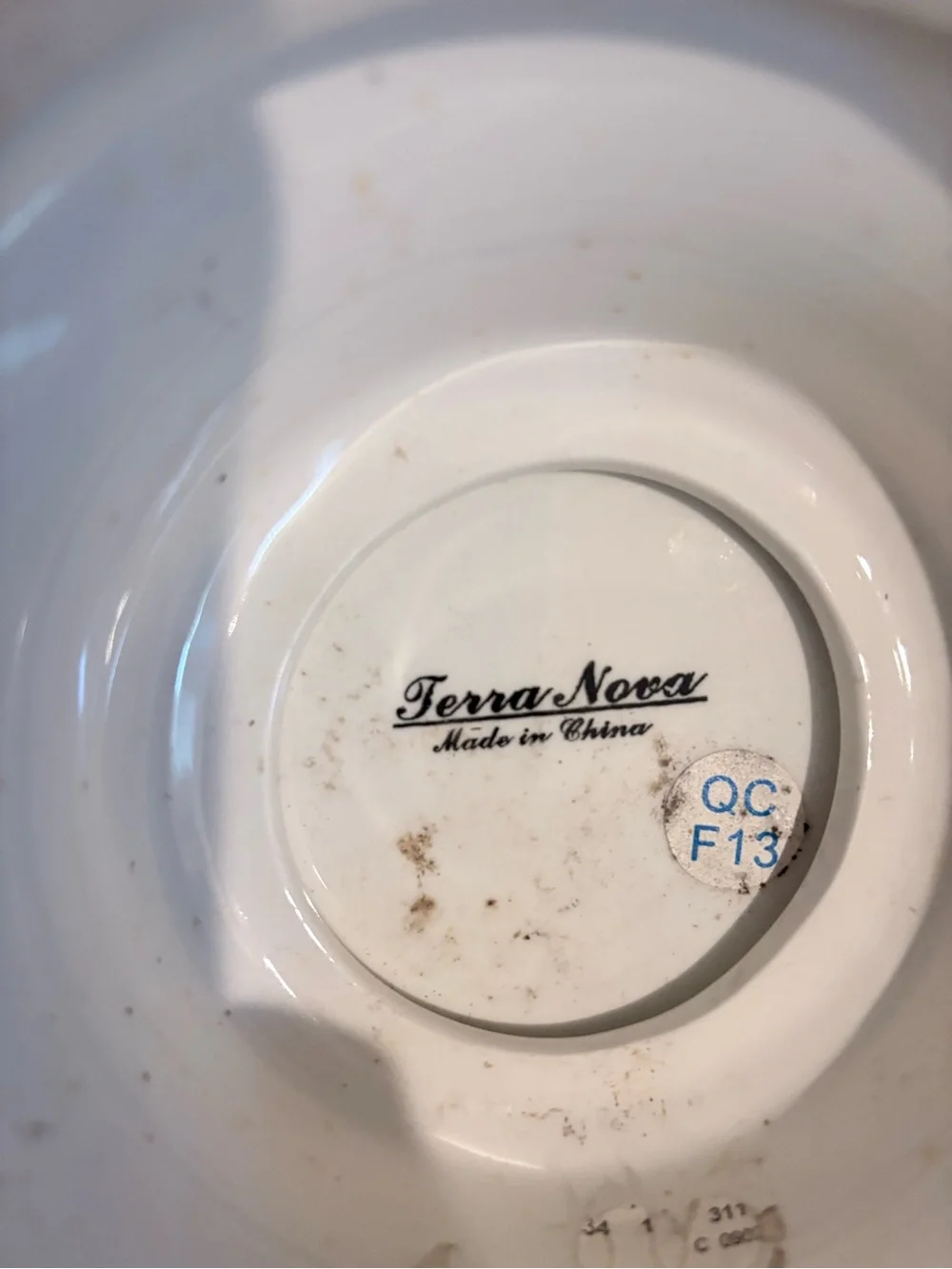 Terra Nova Hand-Painted Blue and Cream Ceramic Pedestal Bowl